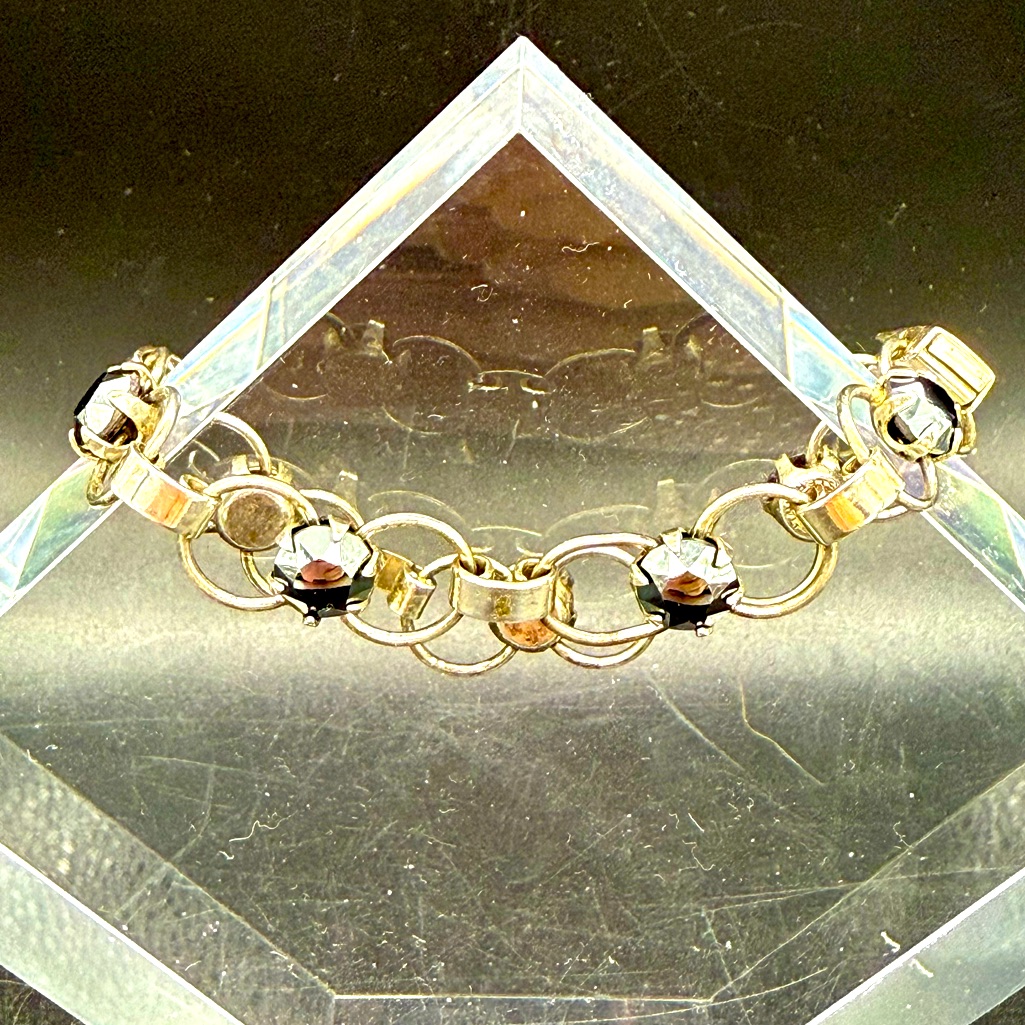 Vintage Bell Trading Post Native American Sterling Silver & Hematite Bracelet